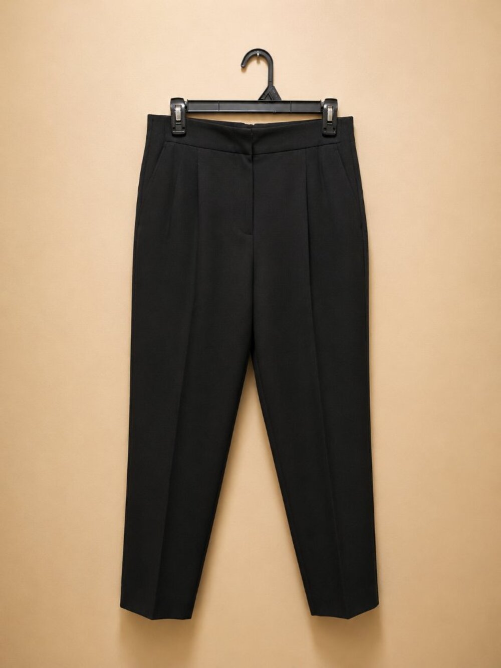 ZARA Black Tapered Trouser Pants Large | Minimalist Career Chic